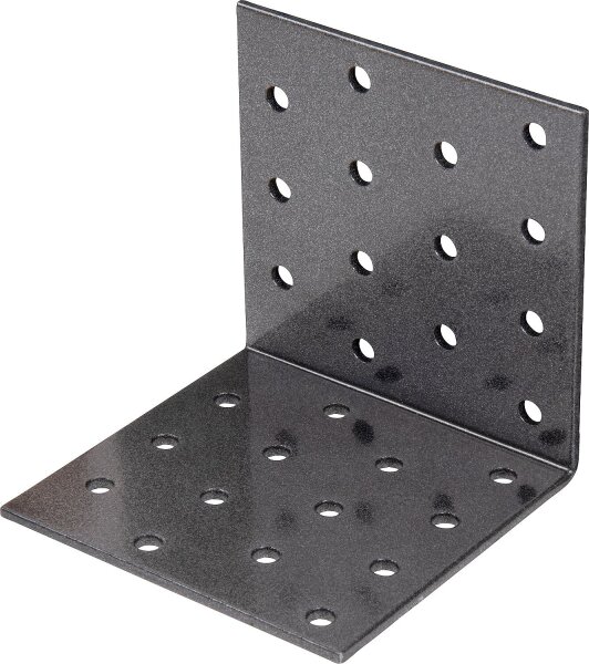 Lochplattenwinkel DURAVIS® 80 x 80 x 80 mm, Material: Stahl, sendzimirverzinkt, Oberfläche: schwarz-diamant