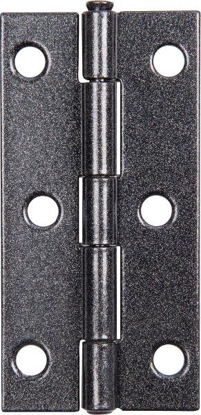 Scharnier DURAVIS® 80 x 40 x 1,25 mm, Material: Stahl, blau verzinkt, Oberfläche: schwarz-diamant, mit vernietetem Edelstahlstift