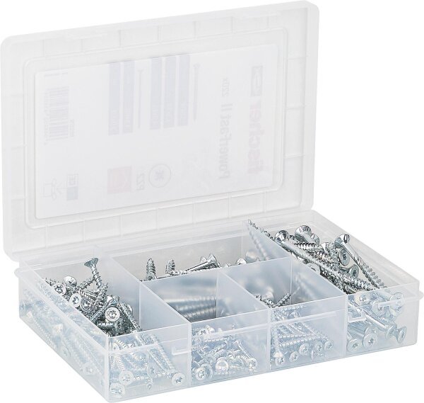 Fischer Schraubensortiment, Meisterbox PowerFast II, Senkkopf Voll- und Teilgewinde, Torx®, 222- teilig