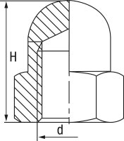 Hutmutter    DIN 1587 M 3   hohe Form verzinkt   VPE 500