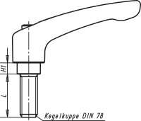 Klemmhebel Kipp mit Außengewinde M 6 x 40