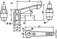 Klemmhebel Kipp mit Innengewinde M 4 Kunststoffgriff