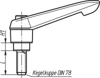 Klemmhebel Kipp mit Aussengewinde M 12 x 40 Kunststoffgriff