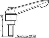 Klemmhebel Kipp mit Aussengewinde M 6 x 40 Niro / Kunststoffgriff