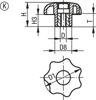 Sterngriff Kipp mit Gewindebuchse M 12, Form K
