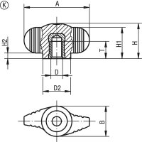 Flügelgriff Kipp mit Innengewinde M 5