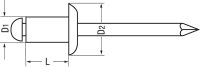 Blindniete Kupfer/Stahl Flachrundkopf Ø 4x8 mm, VPE = 500 Stück