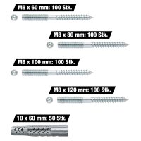Vorteilspaket Stockschrauben M8 x 60-120 mm, 400...