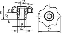 Schnellspann-Sterngriff Kipp Innengewinde, M 6 1 Stück