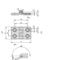 Scharniere, Kunststoff, Langlöcher Achsabstand 40 mm...