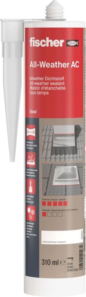 Allwetterdichtstoff Fischer All-Weather AC transparent, 310 ml
