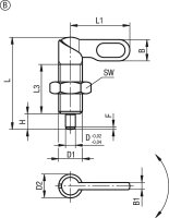 Sperrriegel Kipp Form B, griff Kipp unbeschichtet mit Mutter Nirosta M 12 x 8 mm