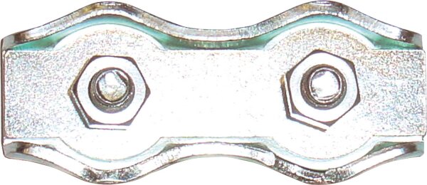 Duplex Seilklemme mit 2 Schrauben, verzinkt, maximaler Ø Seil: 4 mm