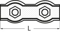 Duplex Seilklemme mit 2 Schrauben, verzinkt, maximaler Ø Seil: 4 mm
