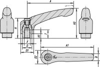 Klemmhebel Kipp mit Innengewinde M 5 Nirosta