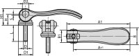 Exzenterhebel Kipp mit Aussengewinde M8x50, Nirosta