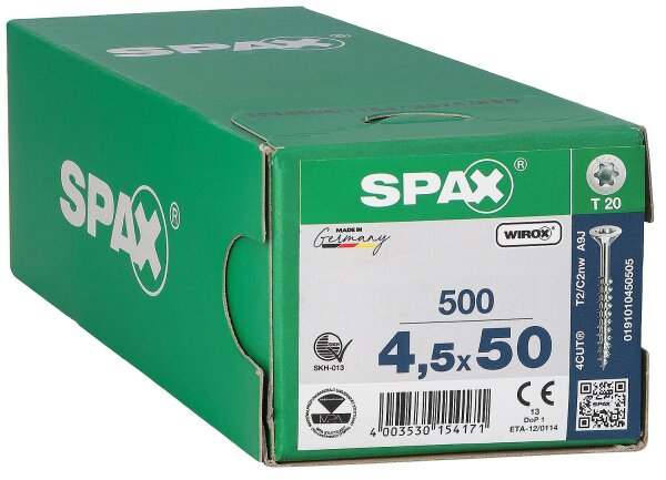 Senkkopfschraube SPAX® WIROX® Teilgewinde T - STAR Plus ø 4,5 x 50 mm, VPE 500 Stück