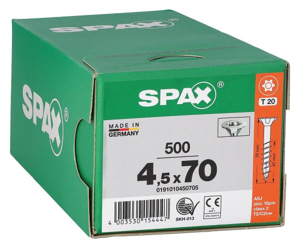 Senkkopfschraube SPAX® WIROX® Teilgewinde T - STAR Plus ø 4,5 x 70 mm, VPE 500 Stück