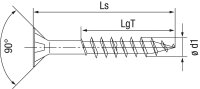 Senkkopfschraube Edelstahl A2 Teilgewinde T-Star Plus Ø8,0x300mm, VPE 50 Stück