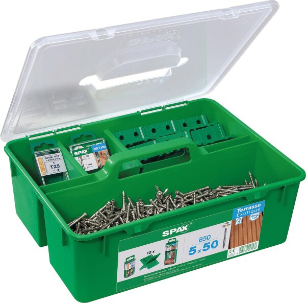 Zylinderkopfschraubenset Spax Edelstahl A2 850 Stück Ø5,0x50mm, Green Box