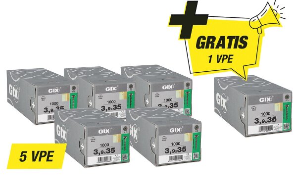 Schnellbauschrauben Spax Aktionsset GIX B - bestehend aus: 5 x 94 080 67 + 1 x 94 080 67 gratis