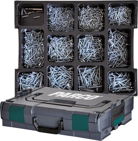 Universalschraube MFI Sortiment Jet-Fast® blau-verzinkt (Silverline),TX 2750 Stück in L-BOXX + 6 Bits + 1 Magnethalter