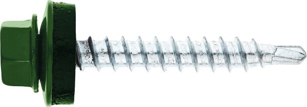 Fassadenschraube MFI Twistec® Colorhead 4,8X60 RAL 6005 VPE: 100 verarb. mit Steckschlüssel 451M8P