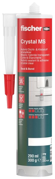 Dicht- und Bauklebstoff Fischer Crystal MS transparent, 290 ml