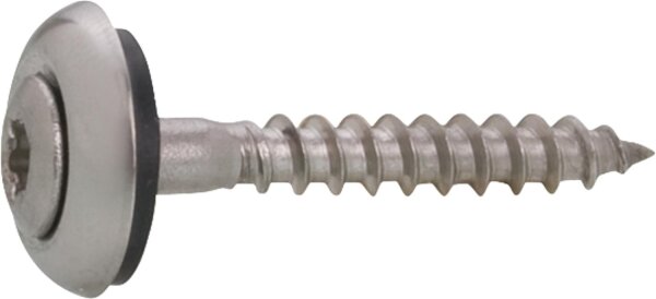 Spenglerschraube mit EPDM- Dichtgummi und Edelstahlrosette A2 blank 4,5x25 VPE100