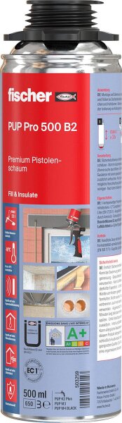 PU-Schaum Fischer PUP Pro 500 B2 betongrau / 500 ml Dose