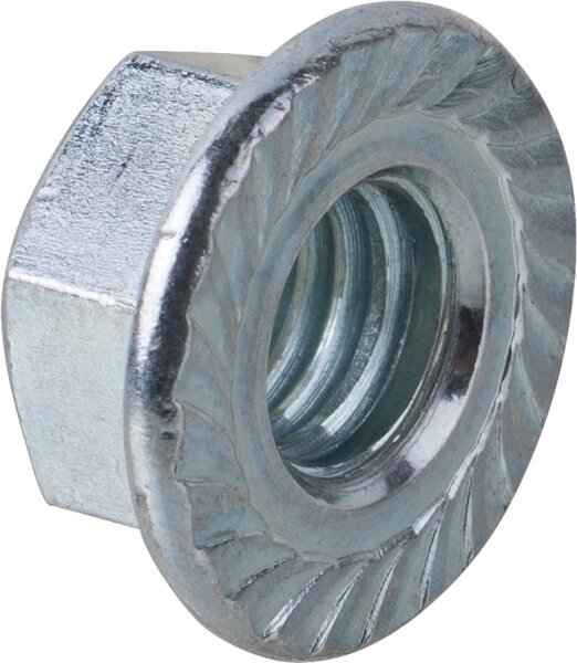 Sechskantmuttern m. Sperrverzahnung M 8, galv. verzinkt (ähnlich DIN 6923) / VPE 1.000 Stück