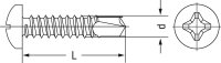 Linsenkopf-Bohrschrauben Form M, DIN7504, A2, 3,9x13mm, Edelstahl, VPE = 1000 Stück