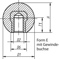 Kugelknopf mit Gewindebuchse Innengewinde M 10, Form E,...