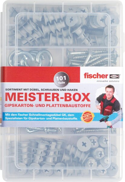 Dübelbox Gipskarton inkl. Schrauben + Haken, 101-teilig