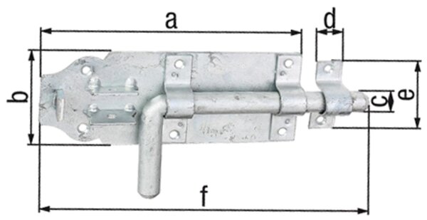 Bolzenriegel mit Schlaufe, 230x70mm, feuerverzinkt