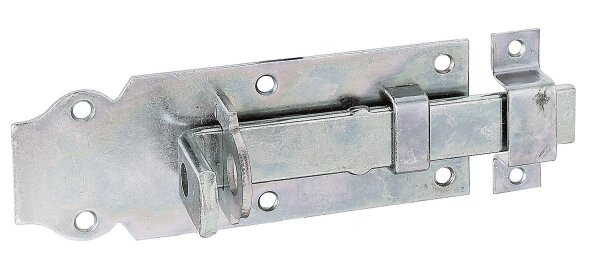 Schlossriegel gerade, mit befestigter Schlaufe, 140x55 mm, galvanisch verzinkt, dickschichtpassiviert
