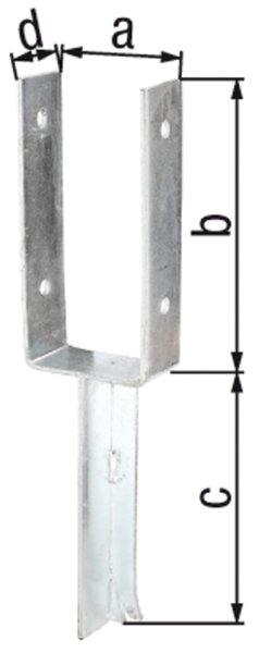 Pfostenträger U-Form, T-Eisen, 91x200mm, feuerverzinkt