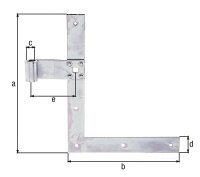 Fensterladen-Winkelband gerade, unten rechts+oben links, 250 mm ø 13 mm, galvanisch verzinkt, dickschichtpassiviert