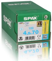 Linsenkopfschraube SPAX® Edelstahl A2 Fixiergewinde T-STAR Plus ø 4,5 x 70 mm, VPE 100 Stück