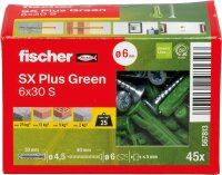 Dübel Fischer SX Plus Green 6 x 30S, Set mit...