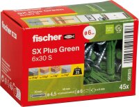 Dübel Fischer SX Plus Green 6 x 30S, Set mit Schraube, VPE 45 Stück