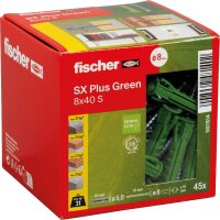 Dübel Fischer SX Plus Green 8 x 40S, Set mit Schraube, VPE 45 Stück