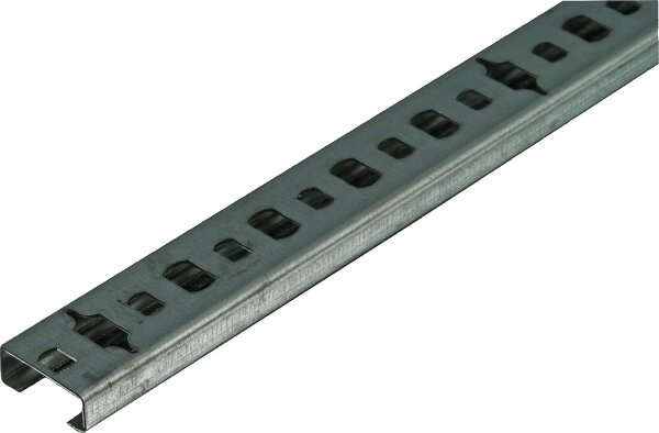 C-Profilschiene verzinkt,gelocht 2000x20x8mm, Stärke 0,75mm, Schlitzbreite 11mm