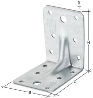Winkelverbinder verzinkt mit Rippe, 100x100x90mm, Stärke 2mm