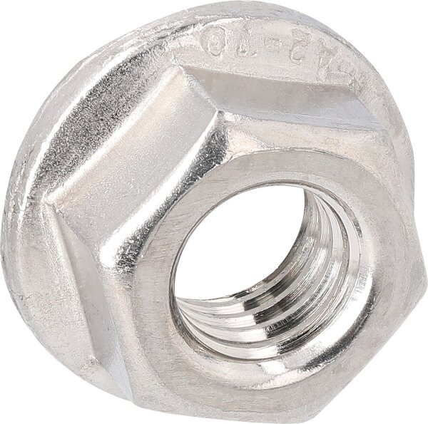 Sechskantmuttern mit Flansch und Sperrverzahnung DIN 6923 A4-80 M 10 VPE: 100