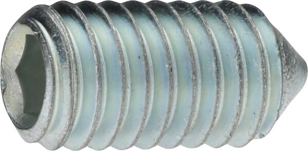 Gewindestifte mit Innensechskant und Spitze 45H nach DIN EN ISO 4027   galv. verzinkt getempert M 5 x 8VPE: 100