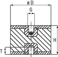 GUMMIPUFFER TYP C INNENGEWINDE M06,D=25, H=25, STAHL