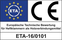 Breitrückenheftklammern Type WP 150 mm, V2A, ETA-Bewertung, VPE = 1450 Stk.
