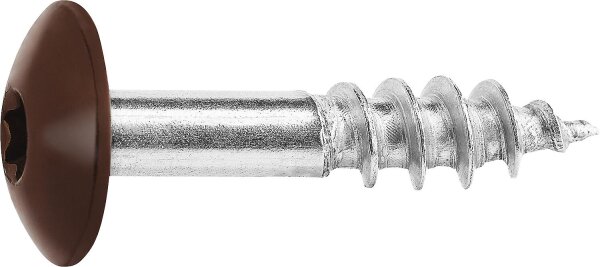Fassadenschrauben für HPL-Platten A4, 5,5 x 25, RAL 8014 Sepiabraun, VPE: 100