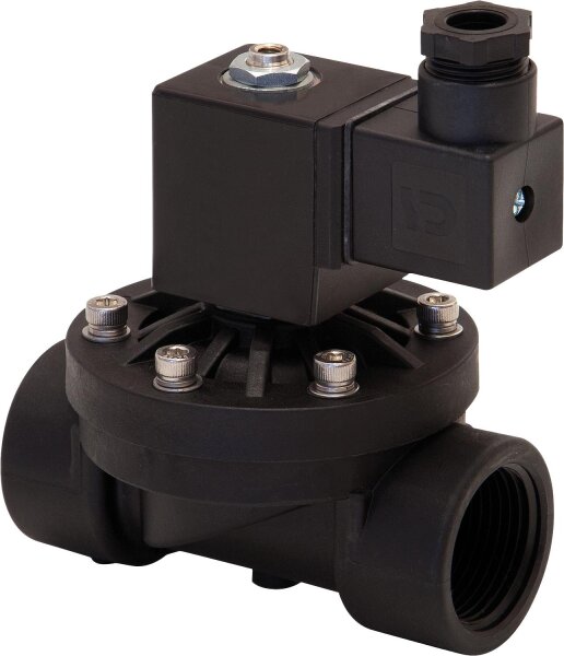 Magnetventil DN15 (1/2") Kunststoffgehäuse, 12V,DC, zwangsgesteuert